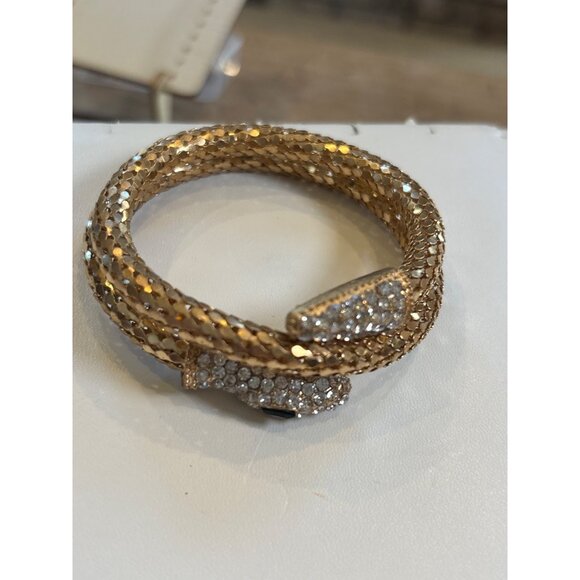 Gold Tone Snake Wrap Bracelet With Rhinestones - Picture 8 of 10